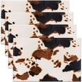 thumbnail image 1 of Cow Fur Placemats Set of 4,Cowhide Placemats for Dining Table,Farmhouse Western Farm Animal Skin Brown Black Beige Washable Fabric Decoration Table Mats Placemat 18"x12", 1 of 4