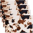 thumbnail image 1 of Cow Fur Placemats Set of 4, Rustic Western Cowhide Placemats for Dining Table, Farm Wild Animal Fur Skin Pattern Washable Fabric Decoration Table Mats Placemat 18"x12", 1 of 4