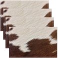 thumbnail image 1 of Cow Fur Placemats Table Mats, Cowhide White Brown Animal Skin Placemats for Dining Table Set of 4, Western Farm Cow Fur Print Placemat Set Non-Slip Easy to Clean for Kitchen Dining Table, 1 of 4