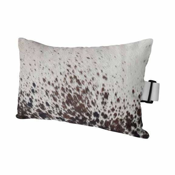 Cow Fur Print Outdoor Pillows for Chaise Lounge Chair Waterproof Lumbar Pillows with Insert&Adjustable Strap Beach Headrest Pillow Farmhouse Vintage Country Cowhide Black Grey Pool Pillow 12"x20"