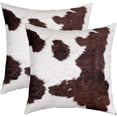 thumbnail image 1 of Cow Fur Printed Throw Pillow Covers 16"x16" Set of 2 Cowhide Decorative Throw Pillowcases for Farmhouse Pillow Cases Cushion Covers Western Farm Animal Skin Brown White Cushion Cases Room Twin Size, 1 of 1
