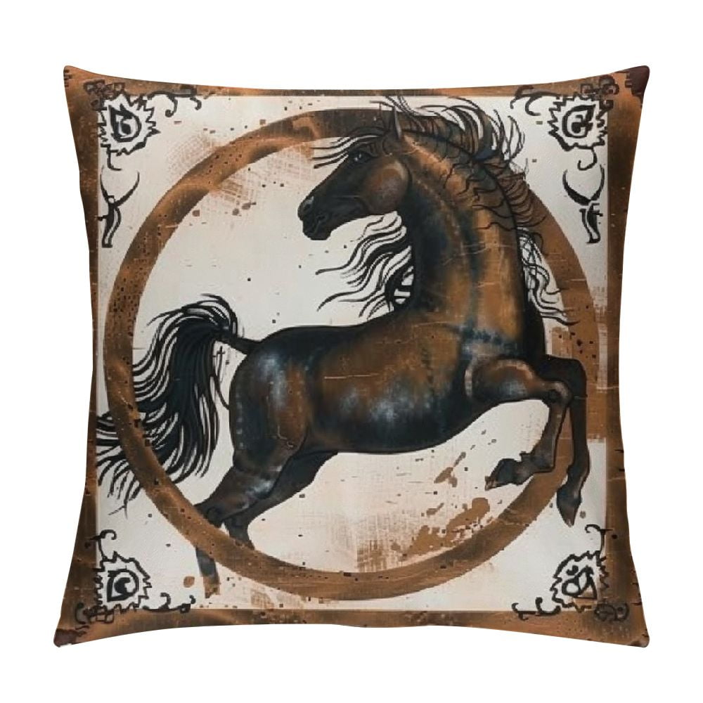 Cow Fur Printed Throw Pillow Covers " Set of Horse Pattern Pillow Cases