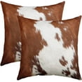 thumbnail image 1 of Cow Fur Throw Pillow Covers 20"x20" Set of 2 Kids Cute Cowhide Decorative Throw Pillowcases for Farmhouse Pillow Cases Cushion Covers Western Farm Animal Skin Brown White Cushion Cases Twin Size, 1 of 1