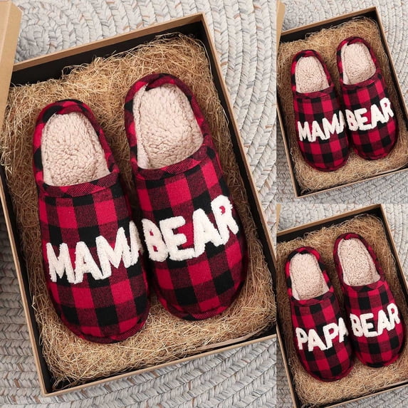 Cow Fuzzy Scuff Slippers Womens Soft Comfy Memory Foam Non- Indoor House Shoes Red2 45