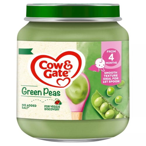 Cow & Gate Peas Baby Food Snack Jar 6+ Months 125g, British Import (Pack of 2)