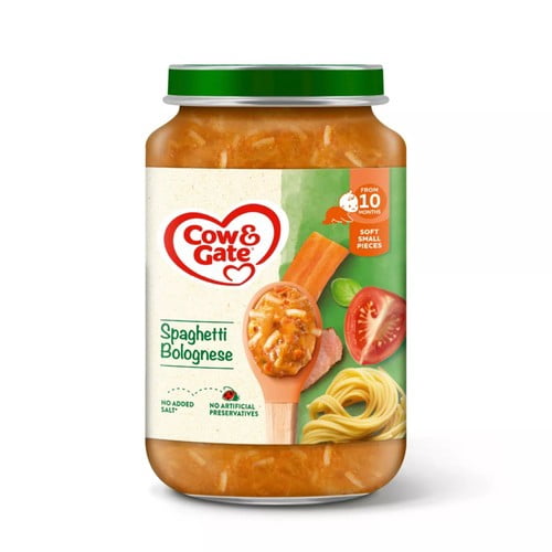 Cow & Gate Spaghetti Bolognese Baby Food Meal Jar 10+ Months 200g, British Import (Pack of 2)