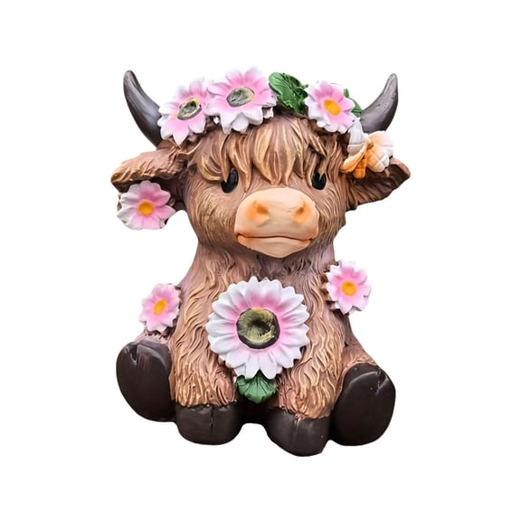 Cow Gnomes Shaped Vase Flower Pot Plant Pot Resin Compact Ornament for Balcony Garden Farmhouse Style