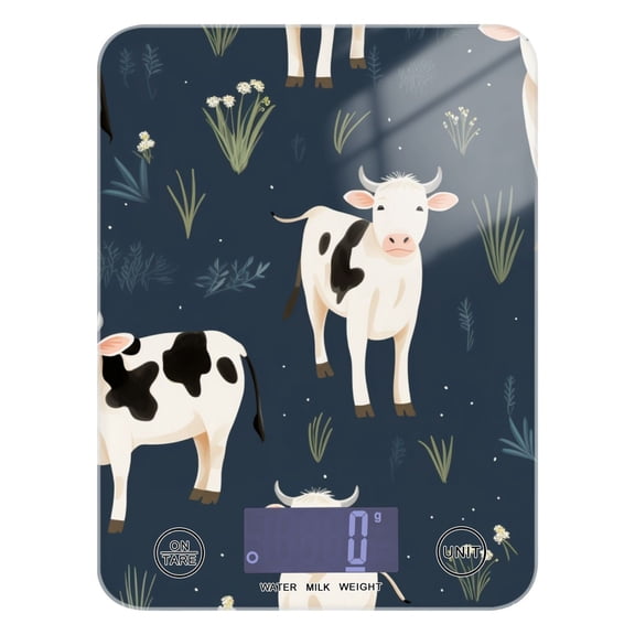 Cow Grass Food Scale Digital Kitchen Scale Waterproof Tempered Glass Tare Function 11 lb for Baking Cooking Meal Prep