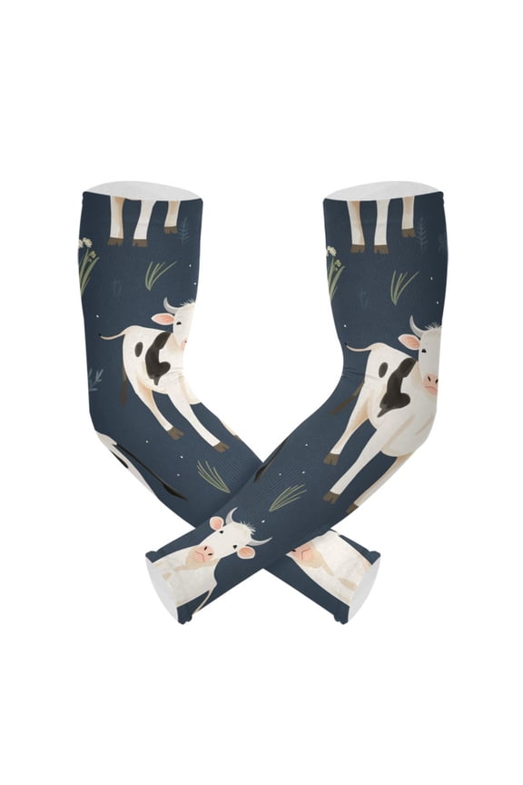 Cow Grass Gardening Sleeves UV Sun Protection Cooling Arm Sleeves Anti-Scratch Farmers Sleeves for Women Men