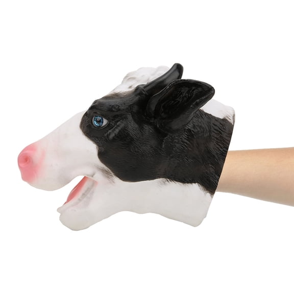Cow Hand Puppet Realistic Latex Soft Animal Toy ,High Simulation Hand Puppet Storytelling Role Play Party Supplies for Kids