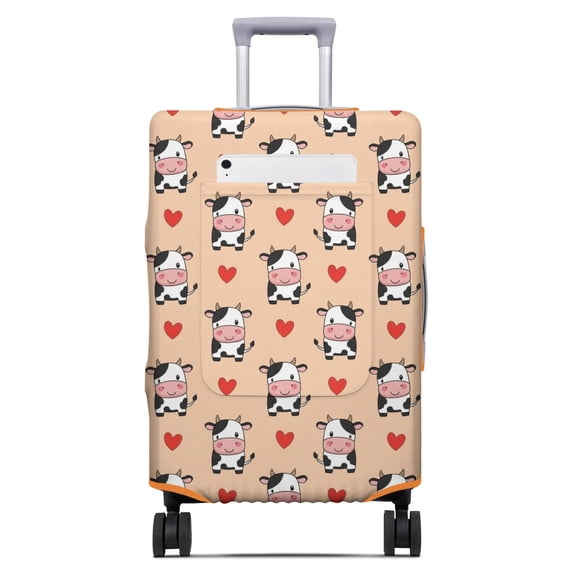 Cow and Heart Brown Pattern Luggage Cover,Stretch Travel Baggage ...