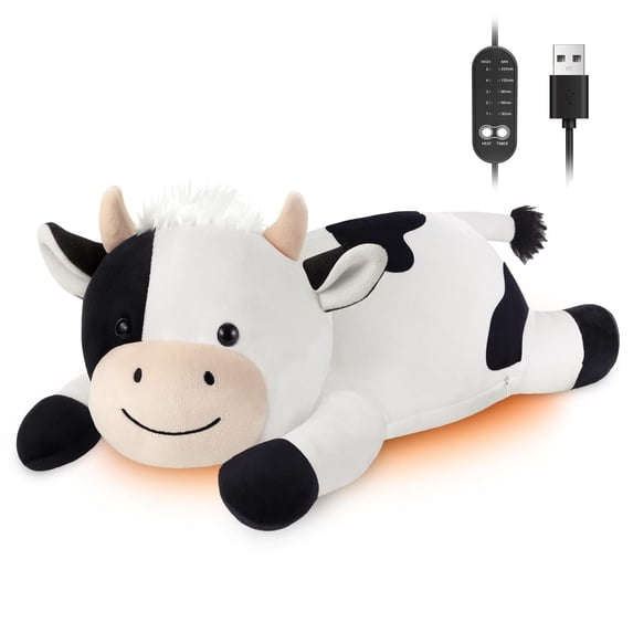 Cow Heating Pad for Period Cramps Menstrual Pain Relief, Portable Electric Heat Pads USB Powered, Cute Stuff Cow Plush Heated Stuffed Animals Gift, Gifts for Women Teen Girls Birthday Christmas