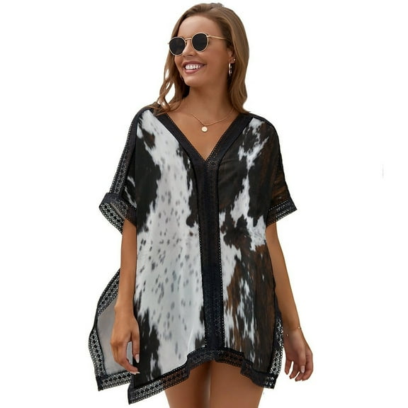 Cow Hide Women's Swimsuit Coverup Summer Beach Cover Up Bathing Suit Dress