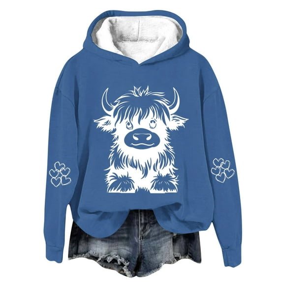 Cow Hoodies for Girls Cute Funny Graphic Sweatshirt Hooded Cowgirl Long Sleeve Kids Oversized Pullover Tops Thin Fleece Spring Fall Sweatshirts