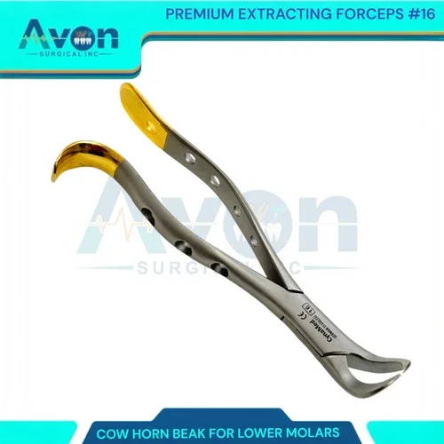 Cow Horn Lower Molar Root Extraction Pliers, #16, Premium German Steel (1Pc)