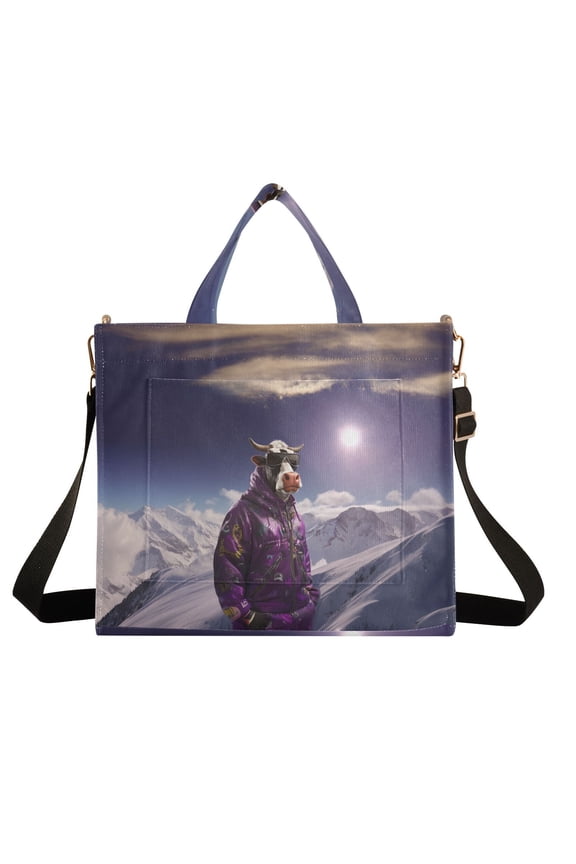 Cow Iceberg Sun Corduroy Tote Bag Handbag Large Messenger Bag Shoulder Crossbody Zipper Bag Purse