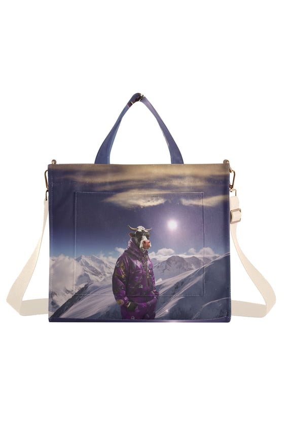 Cow Iceberg Sun Corduroy Tote Bag Handbag Large Messenger Bag Shoulder Crossbody Zipper Bag Purse