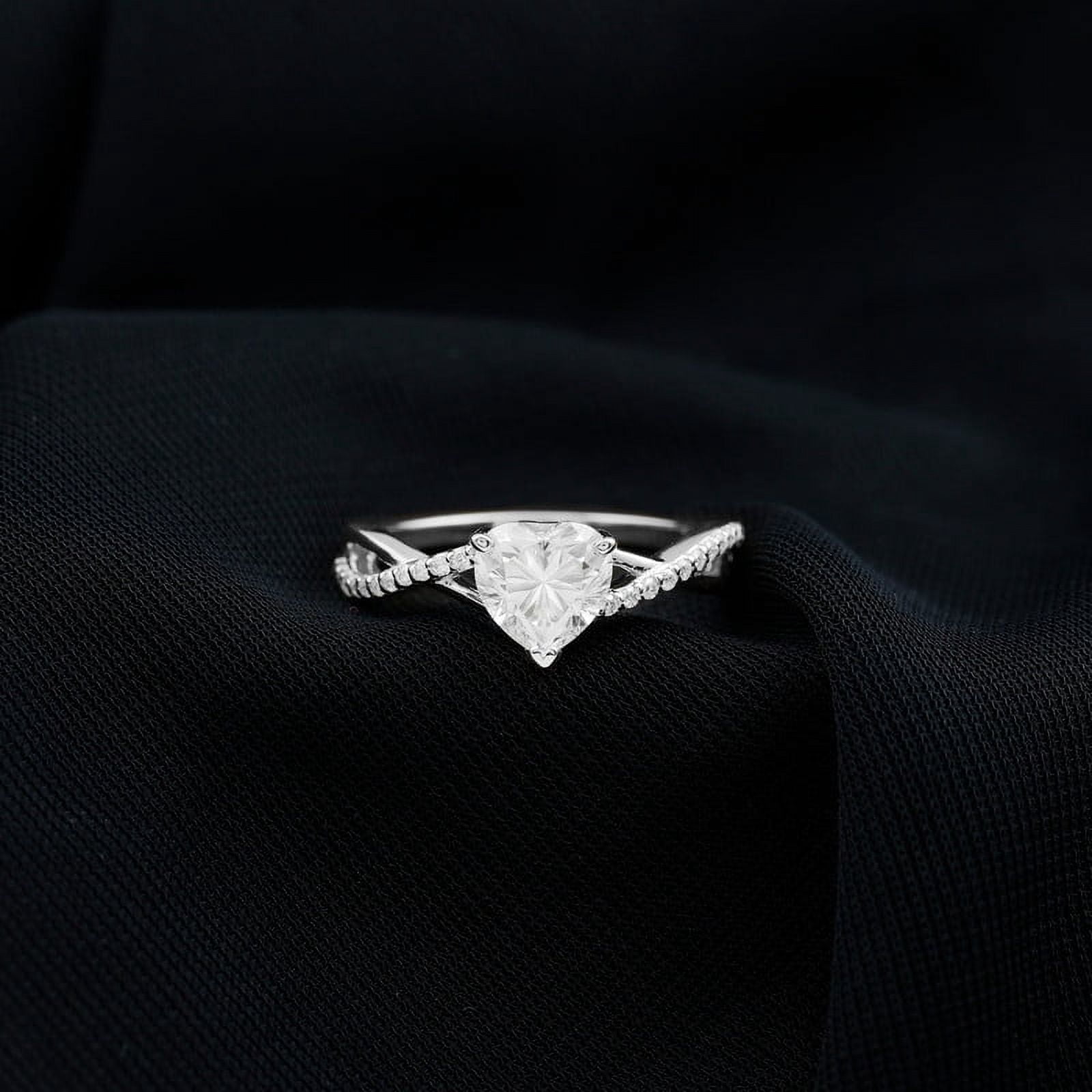 Cow Jewel 1.6 Ct Heart Cut Diamond Jewelry Gift - 14K White Gold Ring ...