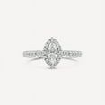 thumbnail image 1 of Cow Jewel Marquise Cut 1.5 Ct Lab Diamond Ring - 14K White Gold Engagement Solitaire Ring - Prong Set Halo with Accent Wedding Ring for Her, 1 of 4
