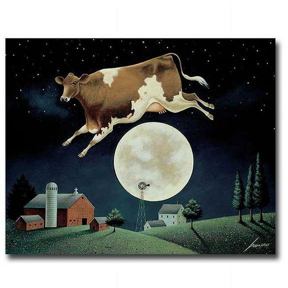 Cow Jumps over The Moon by Lowell Herrero Premium Gallery-Wrapped Canvas Giclee Art - Ready-to-Hang - Medium, 16 x 20 x 1.5 in.