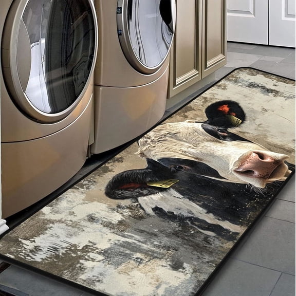 Cow Kitchen Room Mat, 20''x47'' Laundry Room Rug Runner,Floor Mat Runner for Bathroom, and Mudroom