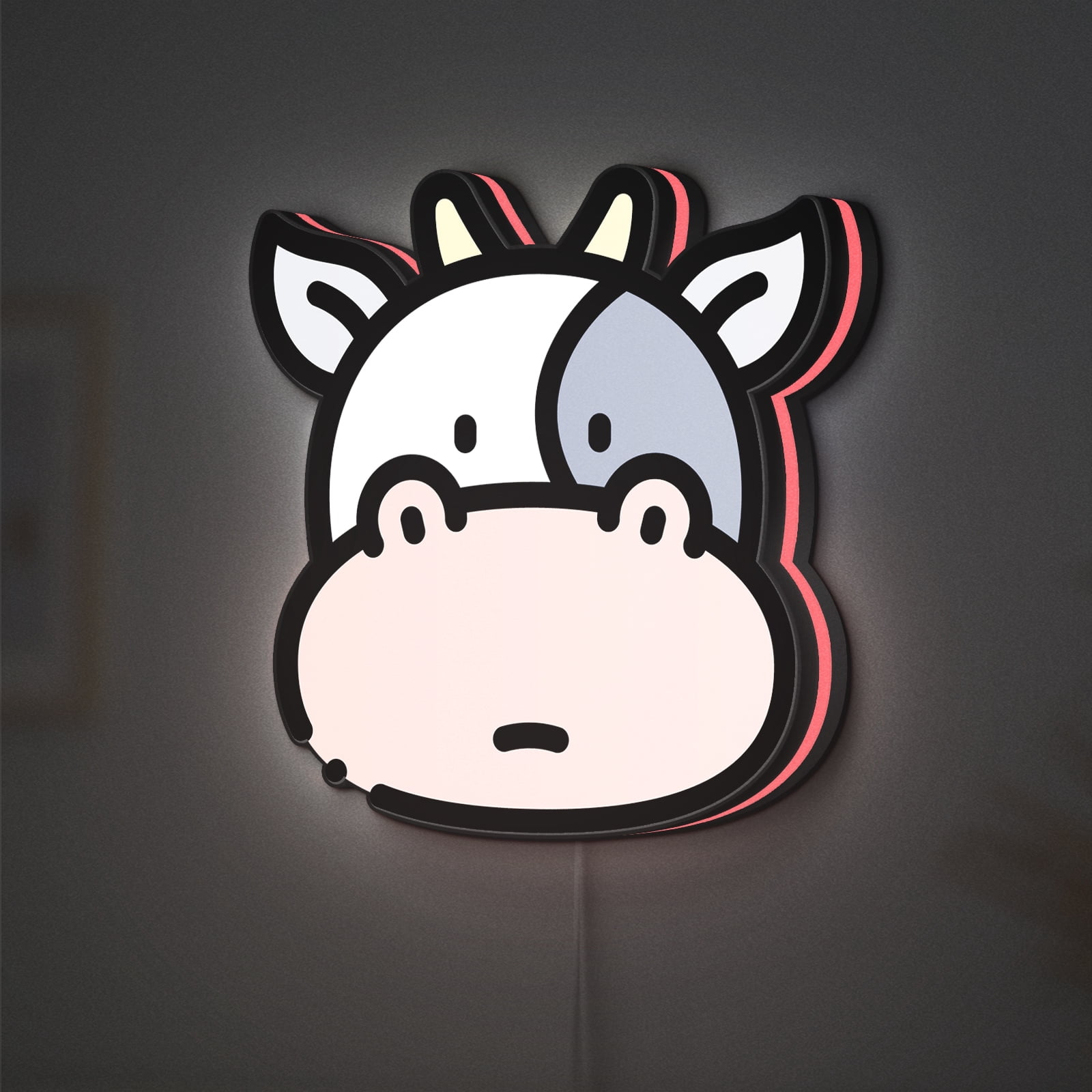 Cow LED Lightbox - Farm Cattle Bull Ox Animal Decor, Custom Led Sign ...