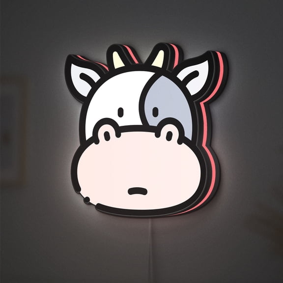 Cow LED Lightbox - Farm Cattle Bull Ox Animal Decor, Custom Led Sign for Home Office Shop Decor (Height 8 inch, 20cm)