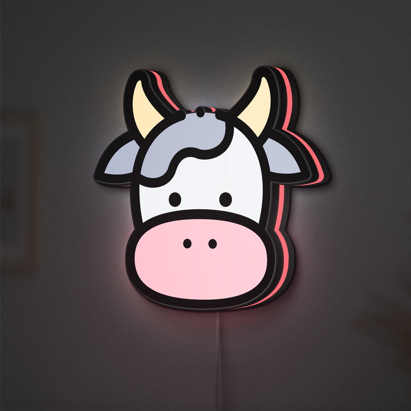 Cow LED Lightbox - Wildlife Avatar Mammal Cattle Decor, Custom Led Sign ...