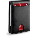 thumbnail image 1 of Cow Leather Card Sleeve Microfiber PU Card Bag RFID Anti-theft Brush Wallet Cardholder (Black microfiber), 1 of 6