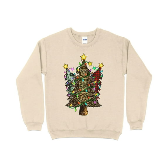 Cow Leopard Plaid Christmas Tree Sweatshirt, Christmas T Shirt, Holiday Shirt, Christmas Gift for Women, Holiday Sweater, Merry Shirt