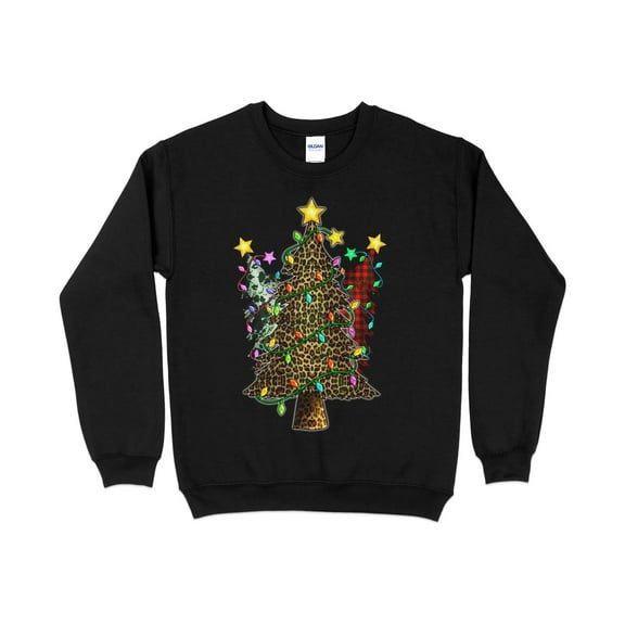 Cow Leopard Plaid Christmas Tree Sweatshirt, Christmas T Shirt, Holiday Shirt, Christmas Gift for Women, Holiday Sweater, Merry Shirt