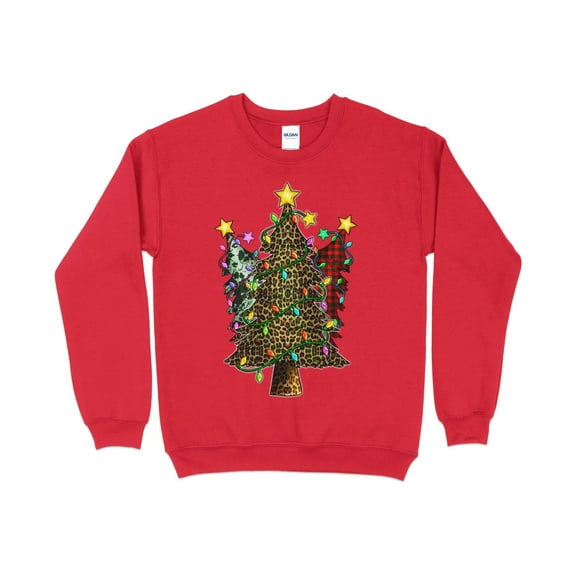 Cow Leopard Plaid Christmas Tree Sweatshirt, Christmas T Shirt, Holiday Shirt, Christmas Gift for Women, Holiday Sweater, Merry Shirt