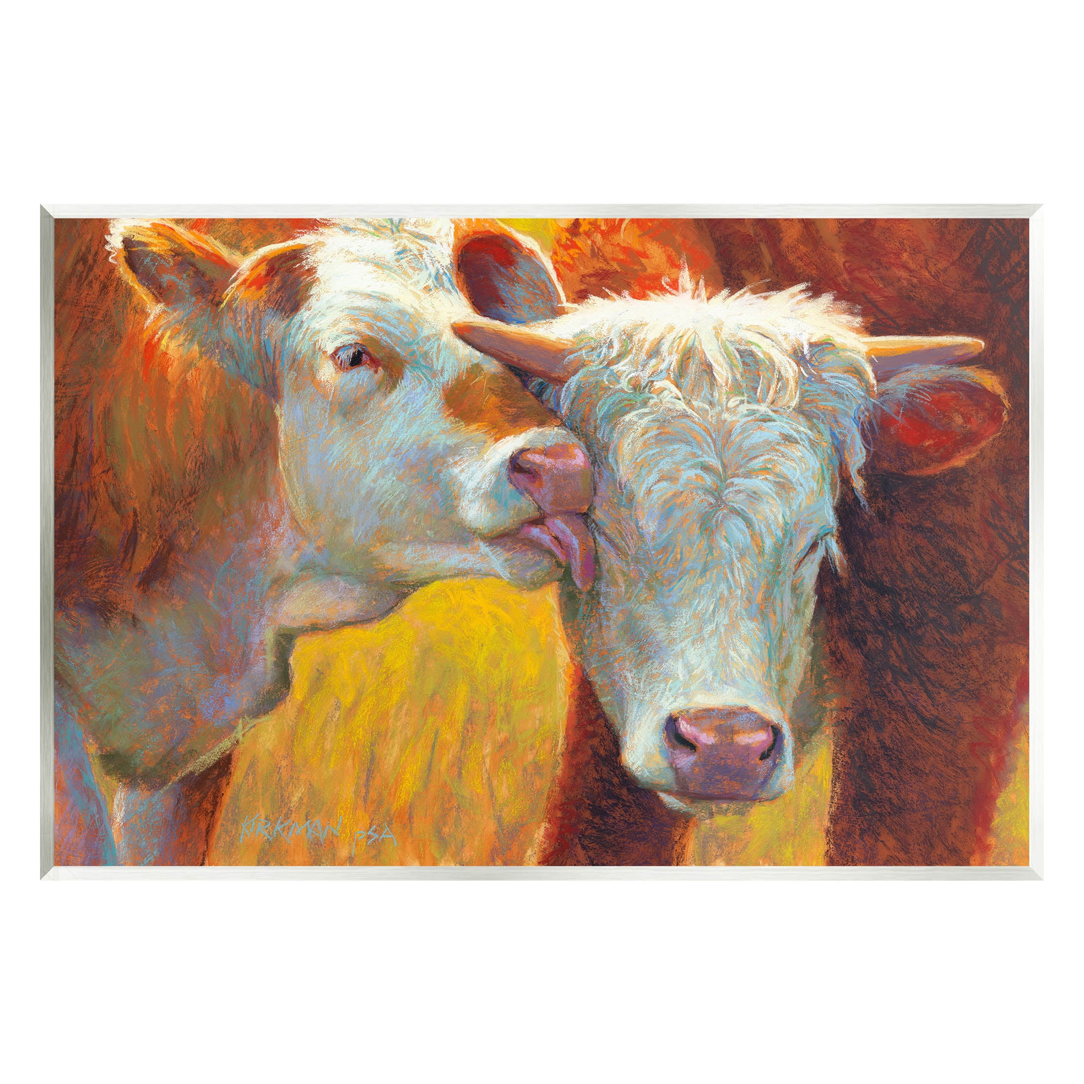 Cow Licking Farm Animals Animals & Insects Painting Unframed Art Print Wall Art