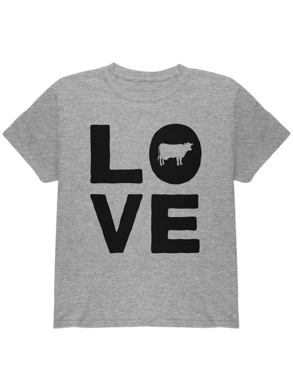 Cow Love Youth T Shirt Heather YXL