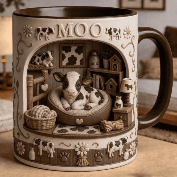 Cow Lover Coffee Mug, Personalized Custom Name Farm Animal Gift Cup