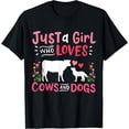 thumbnail image 1 of Cow Lover Gift Just a Girl Who Loves Cows and Dogs Farmer T-Shirt, 1 of 4