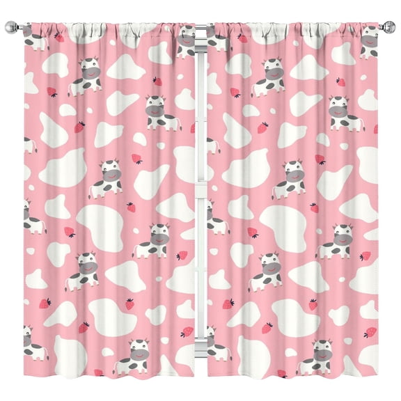 Cow Lovers Kitchen Curtains 2 Pack - Funny Bull Print Tier Curtains, Semi-Sheer Farmhouse Window Treatment Panels, 42x84 Inch, Easy Care