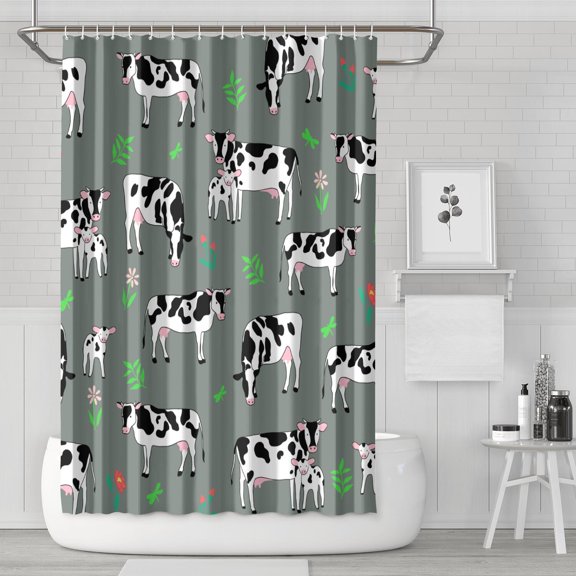 Cow Lovers Shower Curtain - Farmhouse Rustic Cow Pattern Bathroom Decor, Premium Fade-Resistant Polyester Fabric, Waterproof Quick Dry with 12 Hooks, 72x72 Inch Standard Size for Bathtub