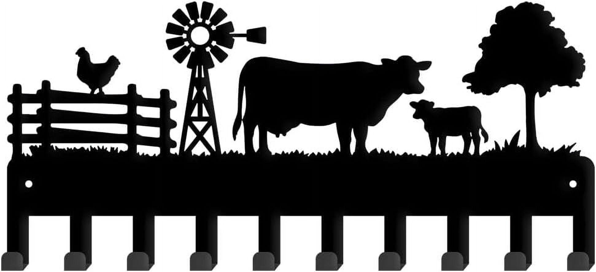 Cow Metal Key Holder Calf Cattle Farm Animal Decorative 10 Hook Key ...