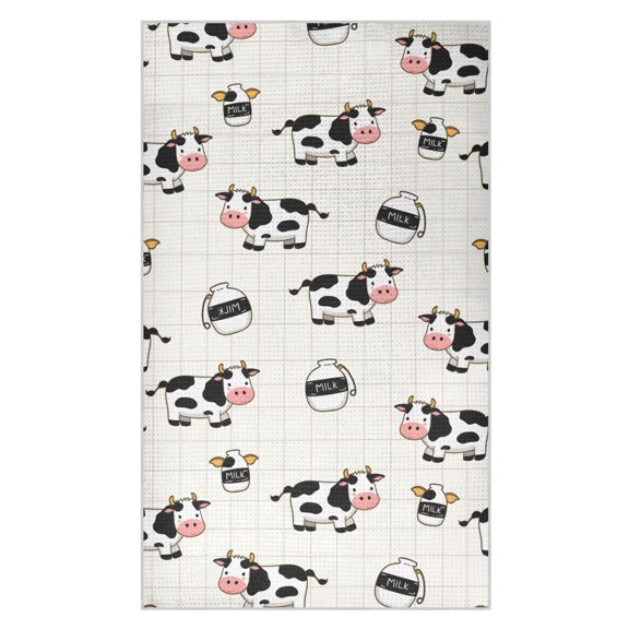 Cow Milk Bottle Mesh Pattern Waffle Kitchen Towels 18x30 in Soft Absorbent Quick Dry Dishcloths