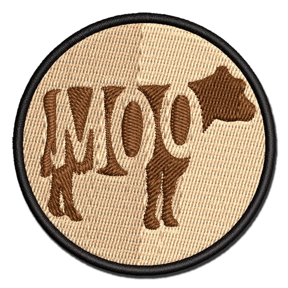 Cow Moo Farm Animal Applique Multi-Color Embroidered Hook & Loop Patch - 2.0 Inch Mini