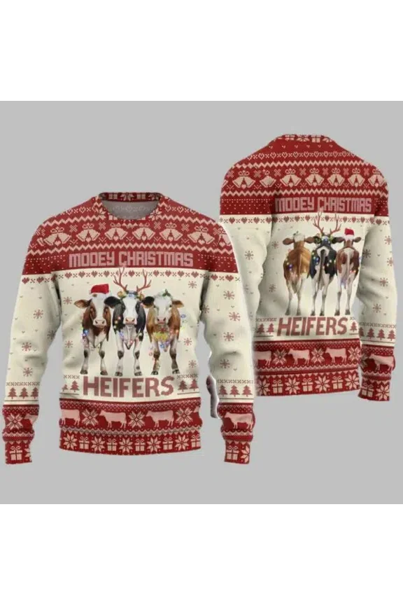 Cow Mooey Christmas Heifers 3D Christmas Sweater