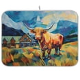 thumbnail image 1 of Cow Mountains Grass Houses Dish Drying Mat Dish Drainer Rack Mats Water Absorbent Non-Slip Easy Clean Heat Resistant for Kitchen Counter, 1 of 8