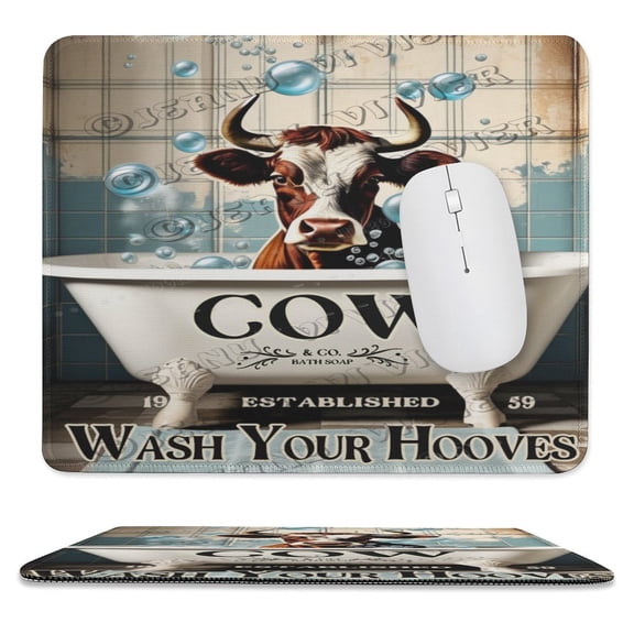 Cow Mouse Pad, Cute Animal Mouse Pad, Square Mouse Mat Waterproof MousePad Non-Slip Rubber Base Mouse Pads for Office Laptop Women, Cow 10"x12"