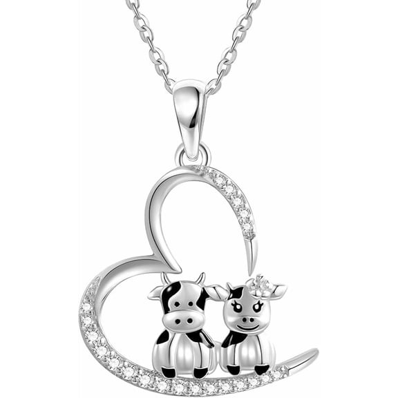 Cow Necklace Sterling Silver 925 Cow Print Necklaces Jewelry For Women Female Gifts For Cow Lover