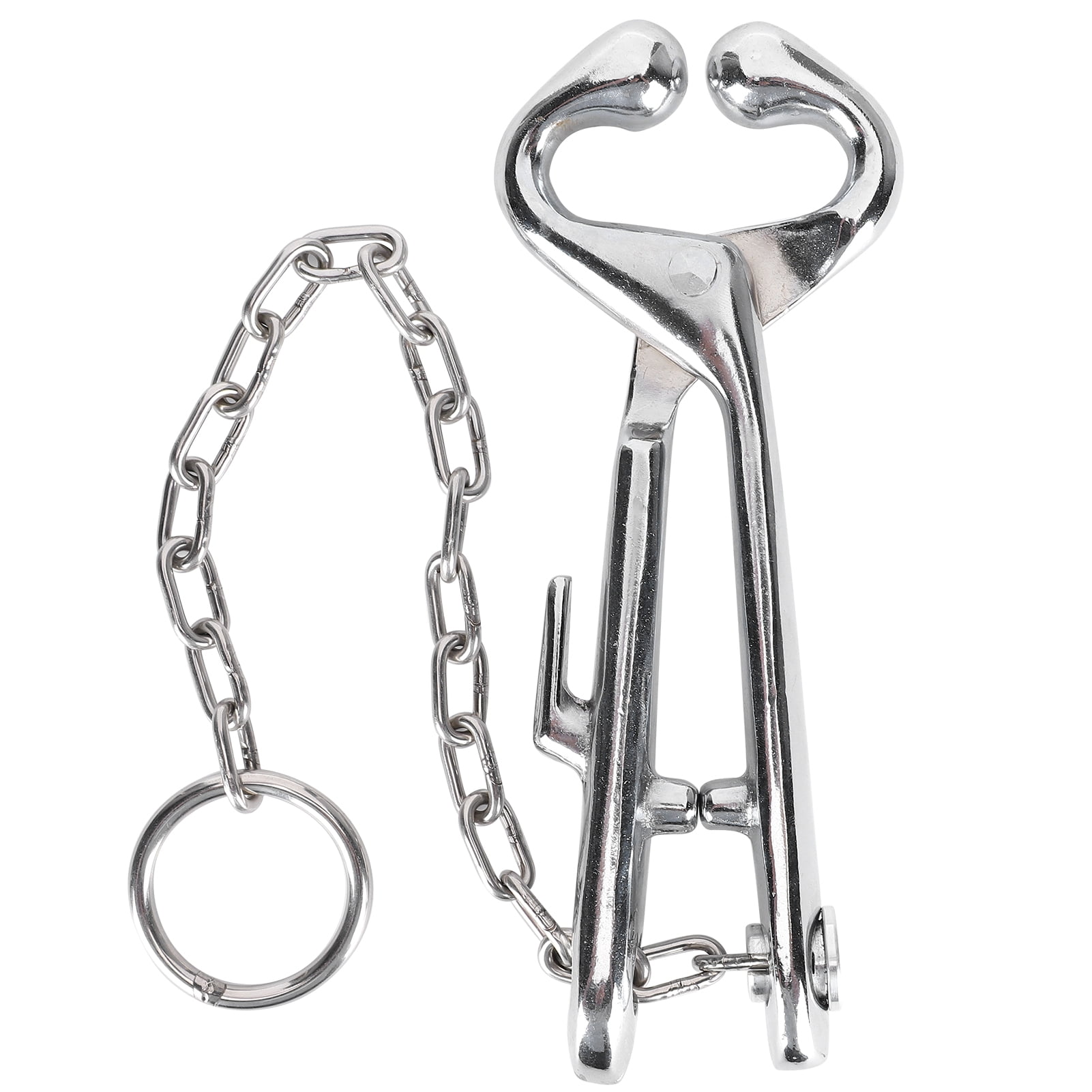 Cow Nose Pliers Stainless Steel Cattle Ring with Chain Cattles Traction Clamp