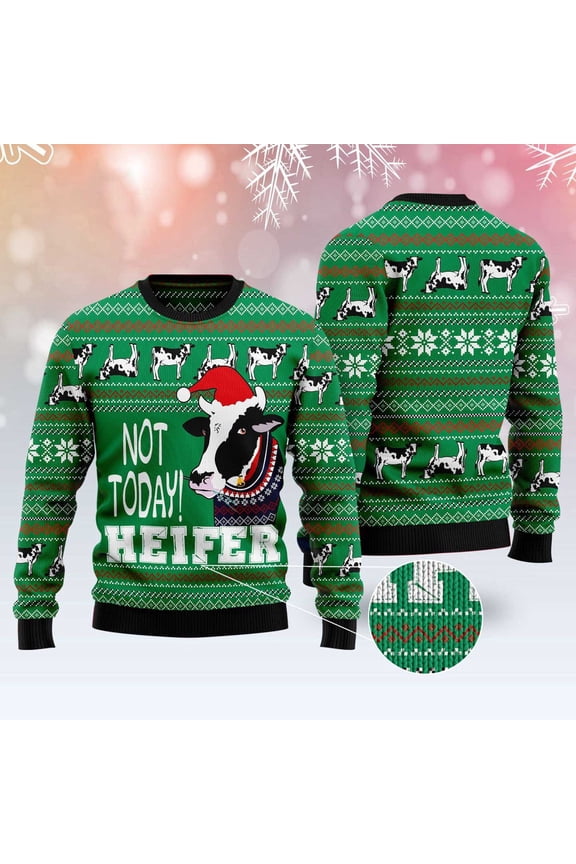 Cow Not Today Ugly Christmas Sweater, Christmas Sweater, Ugly Sweater, Funny Xmas Sweaters
