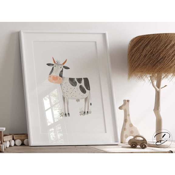 Cow Nursery Farm Animal Rustic Nursery Room Wall Art UNFRAMED PAPER POSTER, Home Decor