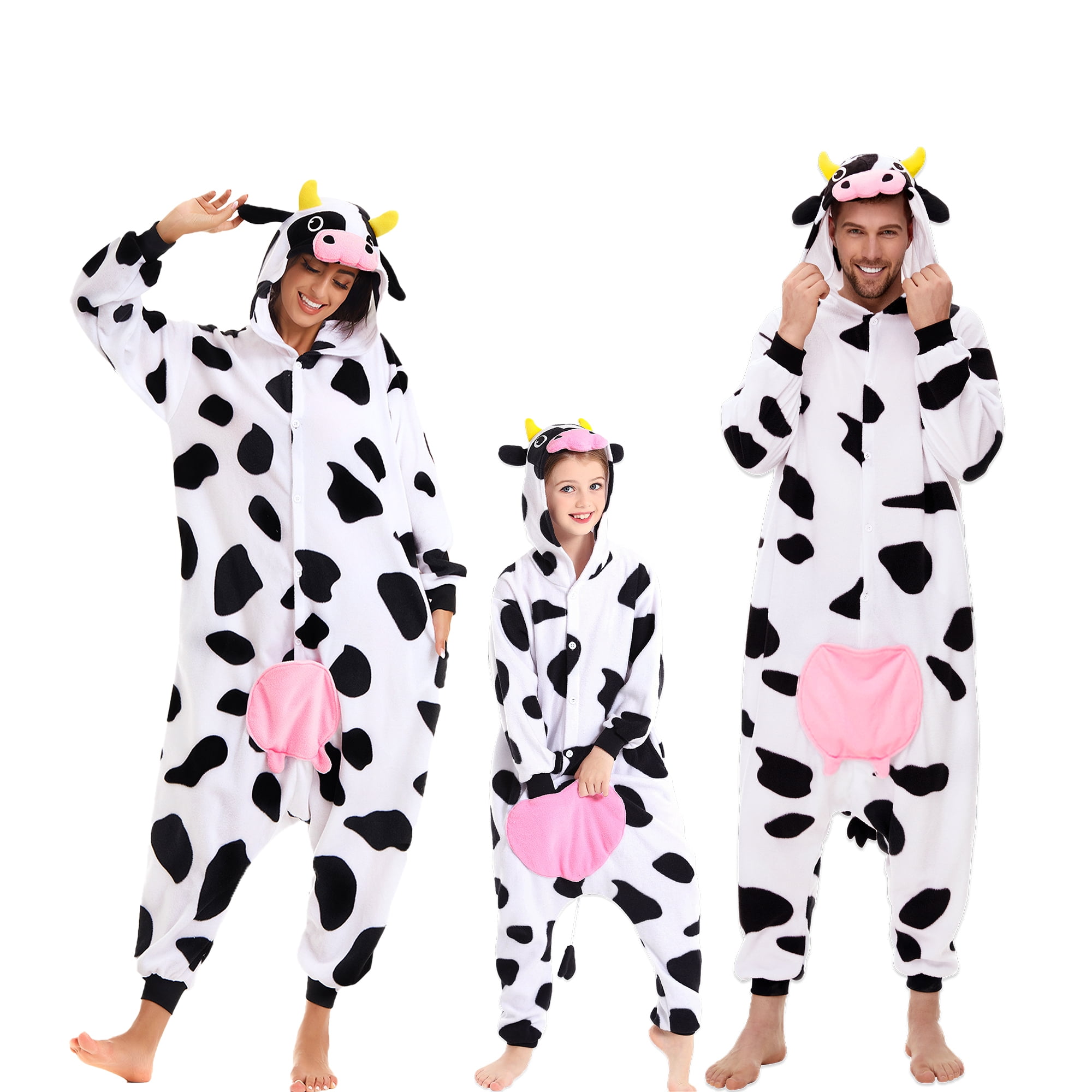Cow Onesie Adult CANASOUR Cosplay Farm Animal Pajamas Polyester Christmas Sleepwear Small