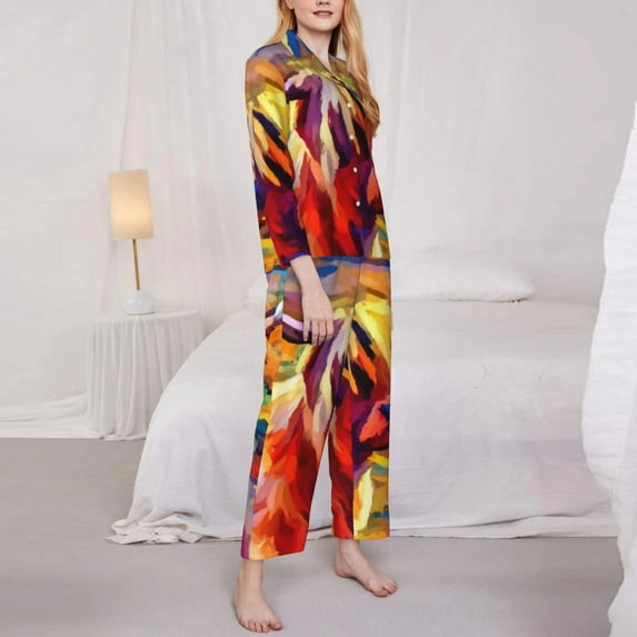 Cow Pajamas Lady Animal Print Trendy Leisure Sleepwear Autumn 2 Pieces Vintage Oversize Graphic Pajamas Set